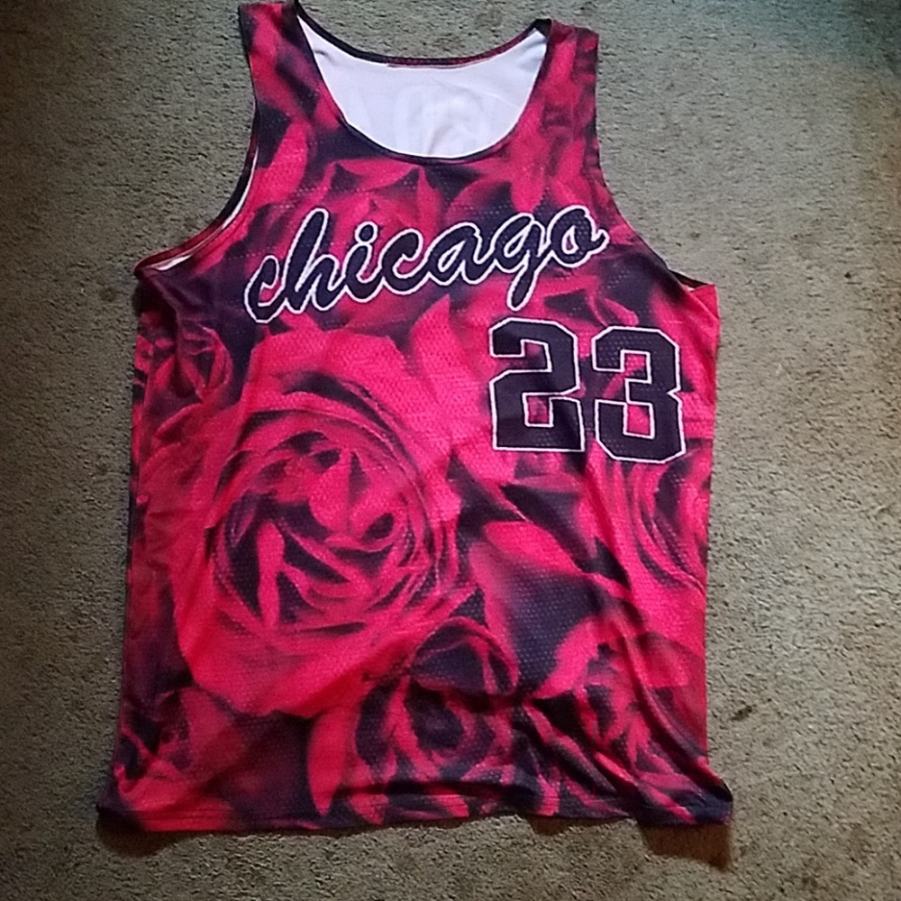 MJ roses Bulls Jersey